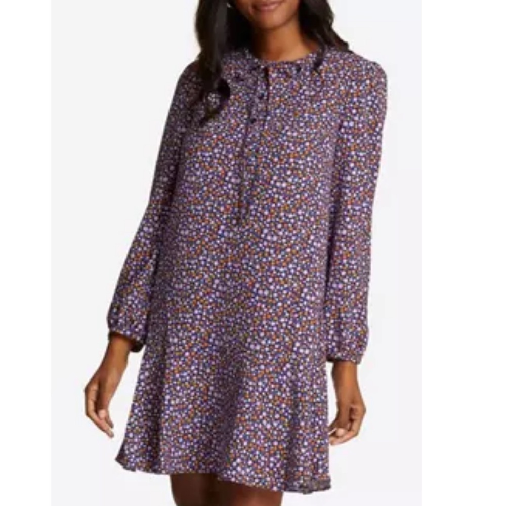 NWT Draper James Tie Neck Flounce Shift Dress